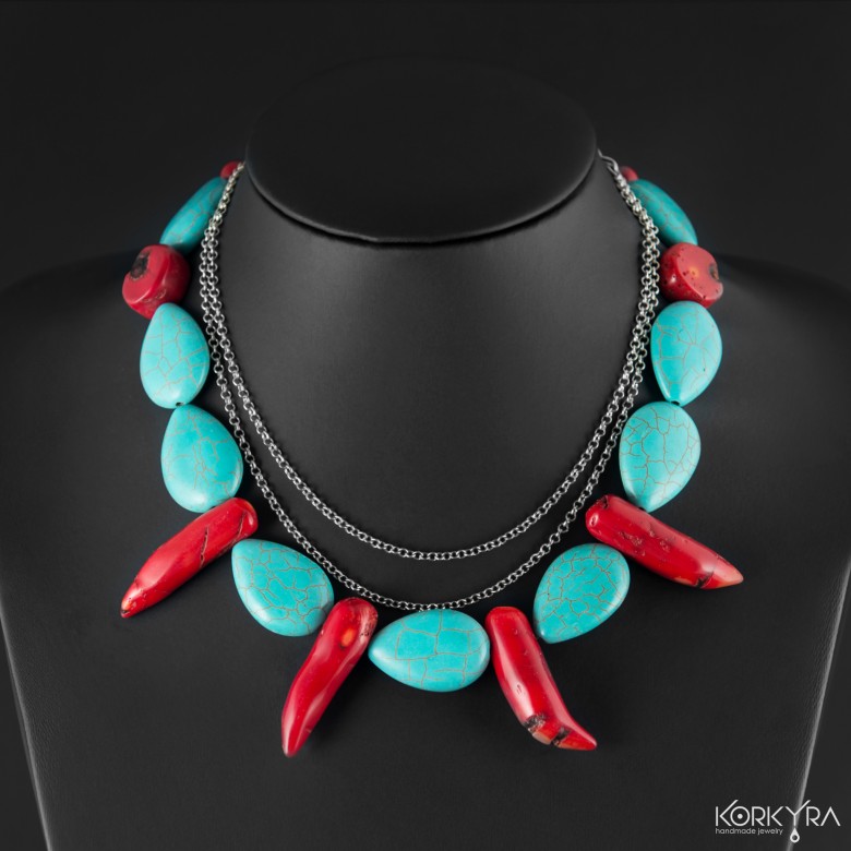 DR336 - TURQUOISE HOWLITE AND CORAL