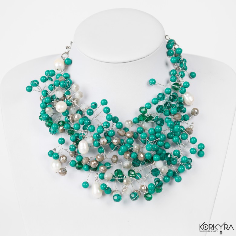 ZC310 - TURQUOISE, FRESHWATER PEARLS AND GLASS BEADS