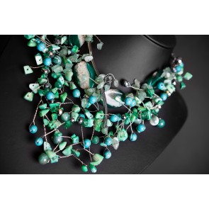ZC502 - GREEN AGATE AND TURQUOISE