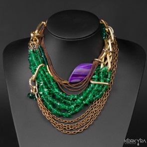 DR510 - GOLDEN CHAINS, GREEN AND PURPLE AGATE