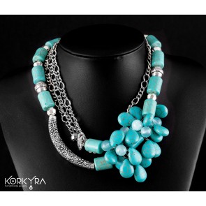 DR322 - TEARDROP AND CYLINDER-SHAPED TURQUOISE AND METAL ORNAMENTS
