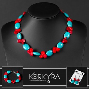 DR337 - TURQUOISE HOWLITE AND CORAL