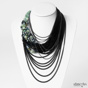 KM123 - GREEN JADE AND BLACK CHAINS