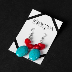 E304 - OVAL TURQUOISE AND RED CORAL