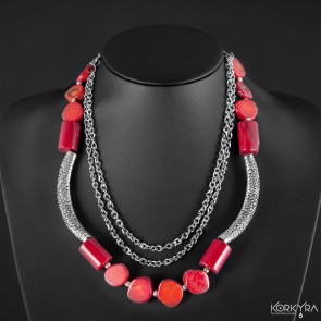 DR130 - RED CORAL AND METAL DECORATIONS