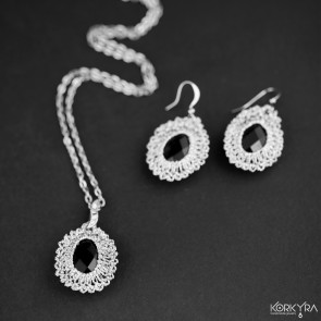 K006 - SILVER AND BLACK LACE JEWELRY SET