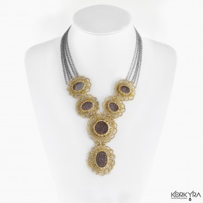 K008 - GOLDEN AND SILVER LACE NECKLACE