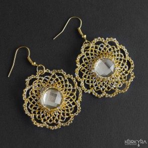 K013 - GOLDEN AND SILVER LACE EARRINGS